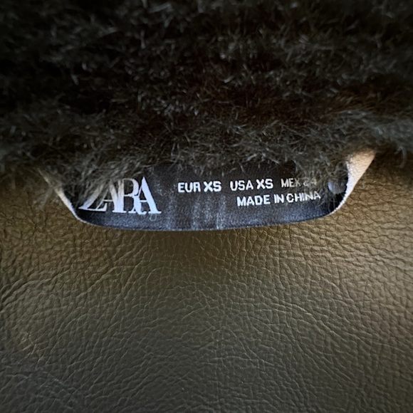 ZARA | NWOT FAUX FUR JACKET ZW COLLECTION DARK GREEN KHAKI TEDDY COAT | EXTRA SM - Picture 10 of 12